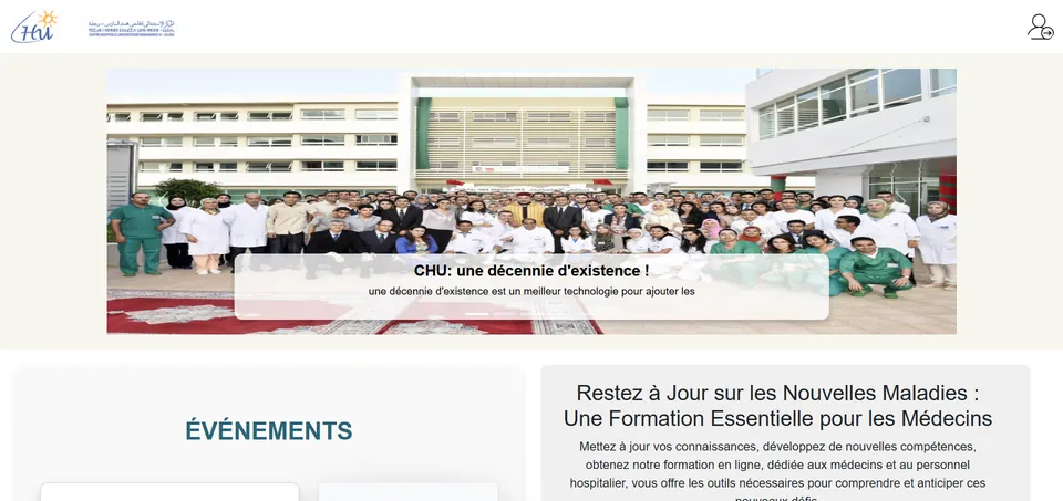 الصفحة الرئيسية لمنصة التكوين بالمركز الاستشفائي الجامعي بوجدة