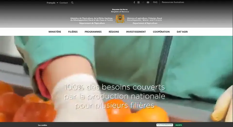 Page d’accueil du site du Ministère de l’Agriculture